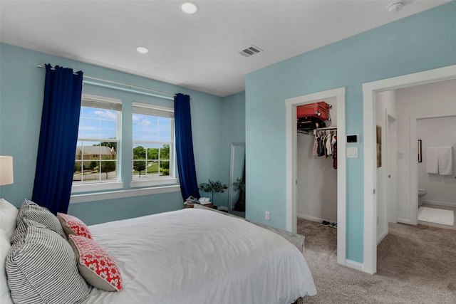 4860 Connor Pl, Fairview, TX 75069 - carpeted bedroom featuring a spacious closet, baseboards, a closet, connected bathroom, and recessed lighting