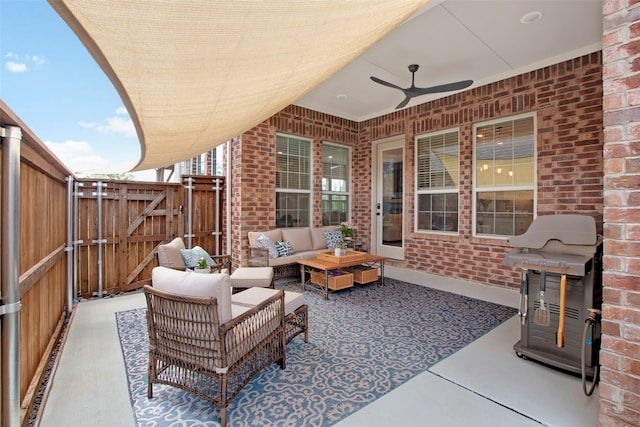 4860 Connor Pl, Fairview, TX 75069 - view of patio with a gate, an outdoor living space, and ceiling fan