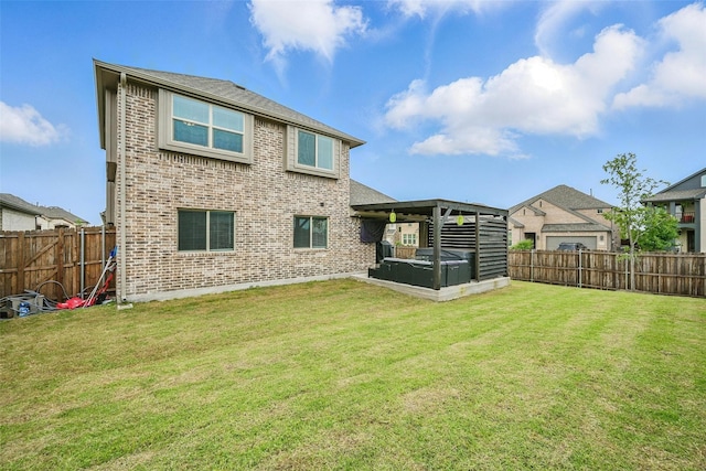 801 Dove Haven Ln, Melissa, TX 75454 - back of house featuring a hot tub and brick siding