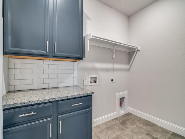 1110 Howley Ct, Forney, TX 75126 - laundry room with hookup for an electric dryer, baseboards, cabinet space, hookup for a washing machine, and hookup for a gas dryer