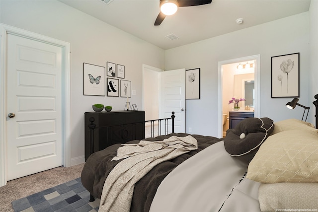 1110 Howley Ct, Forney, TX 75126 - carpeted bedroom featuring ensuite bath, a ceiling fan, and baseboards