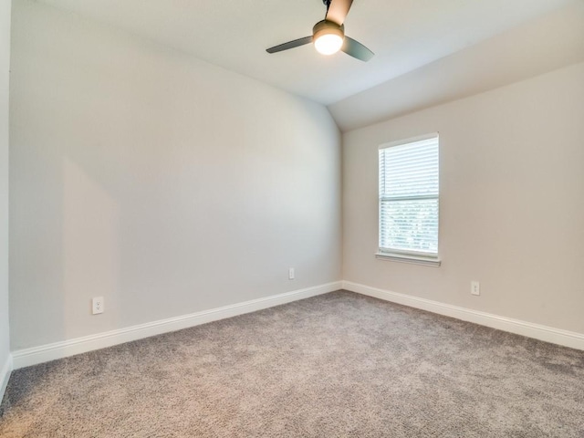 1110 Howley Ct, Forney, TX 75126 - spare room with carpet flooring, baseboards, a ceiling fan, and vaulted ceiling
