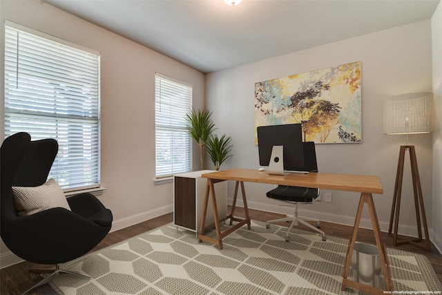 1110 Howley Ct, Forney, TX 75126 - office area featuring baseboards and wood finished floors