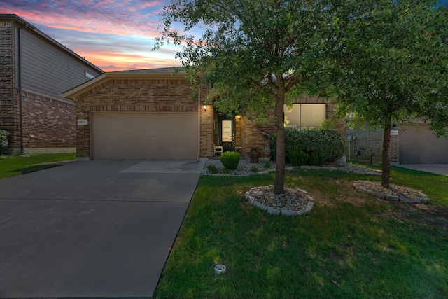 15712 Oak Pointe Dr, Fort Worth, TX 76177 - view of front of property featuring brick siding, concrete driveway, an attached garage, and a lawn
