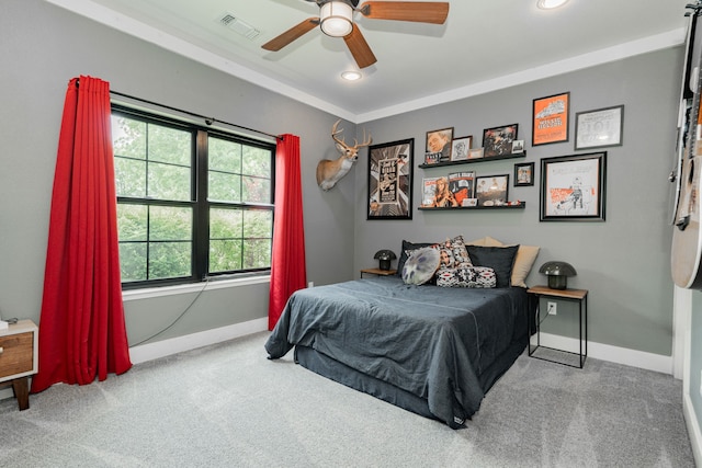 853 County Road 2215, Decatur, TX 76234 - bedroom with carpet floors, baseboards, recessed lighting, and ceiling fan