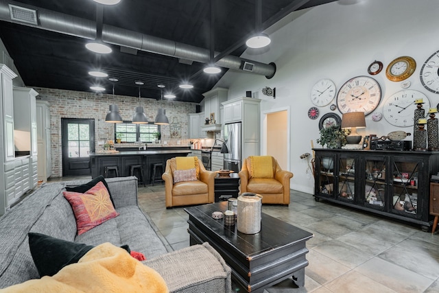 853 County Road 2215, Decatur, TX 76234 - living area with brick wall