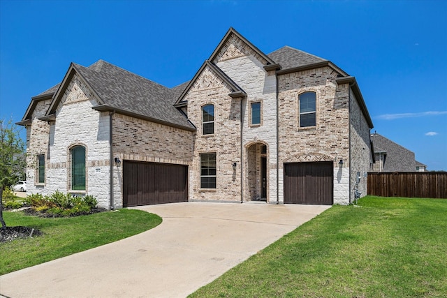 2012 Grover Ln, Rockwall, TX 75087 - french provincial home featuring driveway, roof with shingles, brick siding, and stone siding