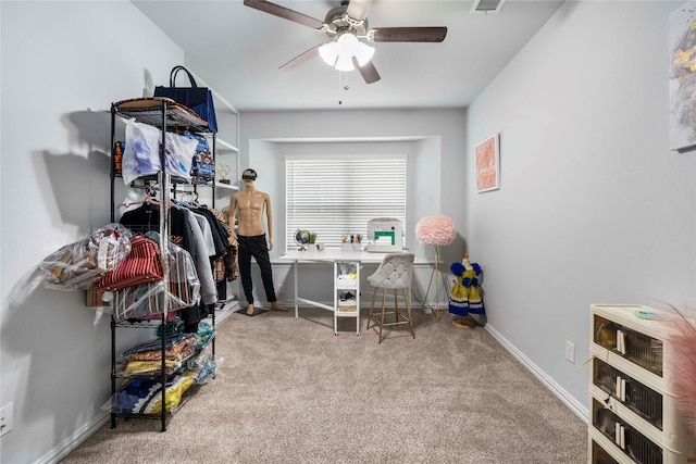 1708 Ordonez Dr, Little Elm, TX 75068 - office space with a ceiling fan, carpet flooring, and baseboards
