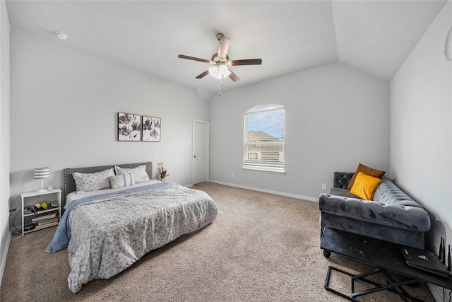 1708 Ordonez Dr, Little Elm, TX 75068 - carpeted bedroom with lofted ceiling, baseboards, and ceiling fan