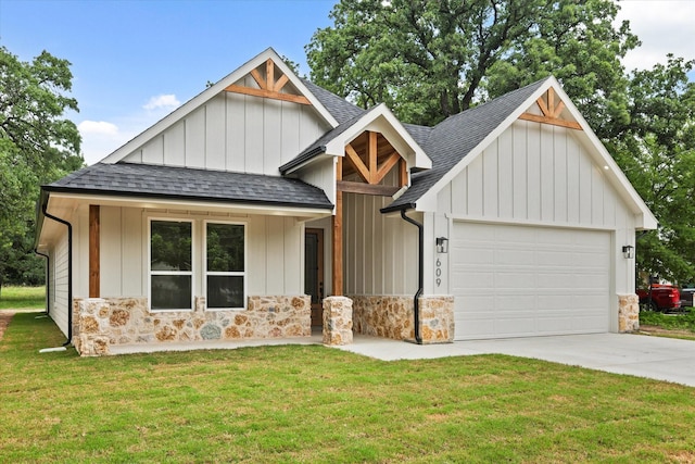 609 N Stewart St, Azle, TX 76020 - modern inspired farmhouse featuring roof with shingles, stone siding, and a garage