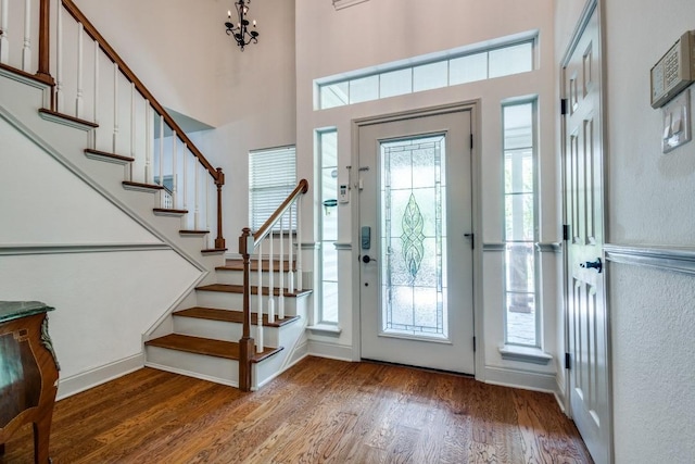 286 Lilac Ln, Southlake, TX 76092 - entryway with wood finished floors, stairs, and a high ceiling