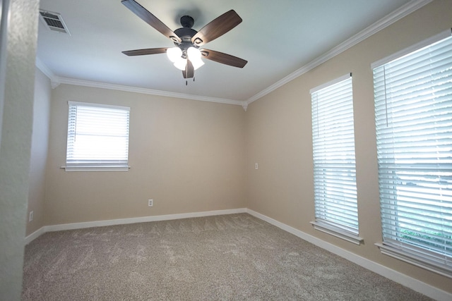 4701 Woodview St, Arlington, TX 76013 - unfurnished room featuring carpet floors, ornamental molding, ceiling fan, and baseboards