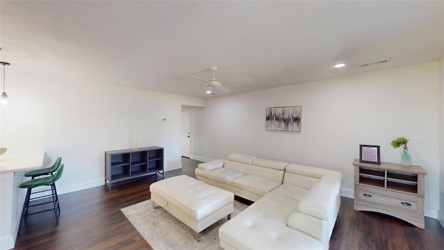 903 Turtle Lake Blvd Unit 268, Irving, TX 75060 - living room featuring ceiling fan, baseboards, wood finished floors, and recessed lighting