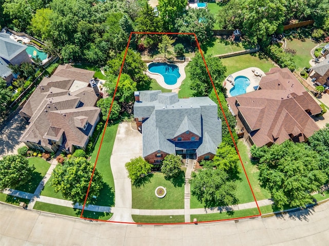 808 Country Club Dr, Heath, TX 75032 - aerial view of property and surrounding area with a pool and property parcel outlined