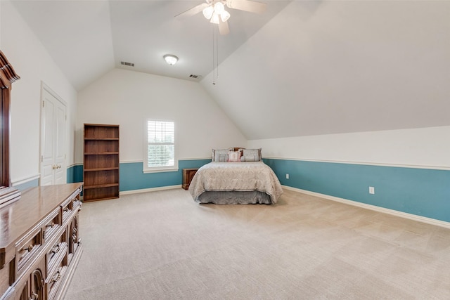 808 Country Club Dr, Heath, TX 75032 - bedroom featuring lofted ceiling, carpet, baseboards, and ceiling fan