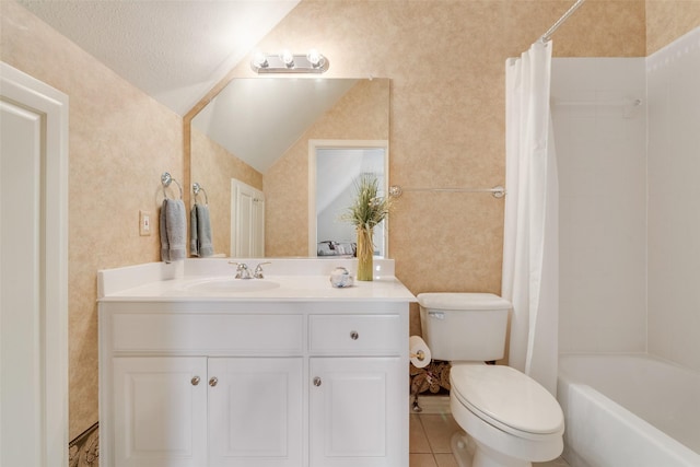 808 Country Club Dr, Heath, TX 75032 - bathroom with vanity, toilet, shower / bath combo, and tile patterned floors