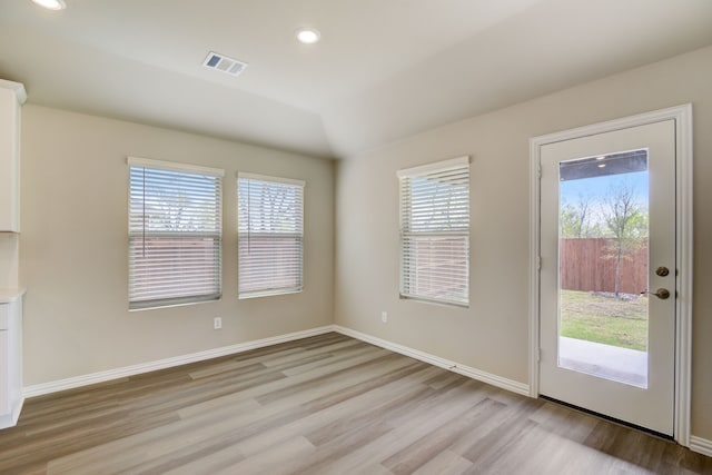 944 Linden Ct, Lavon, TX 75166 - doorway to outside with light wood-style flooring, plenty of natural light, recessed lighting, and baseboards