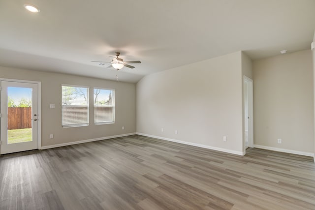 944 Linden Ct, Lavon, TX 75166 - spare room featuring ceiling fan, baseboards, light wood-style flooring, and recessed lighting