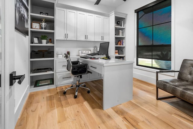 4940 Golden Bell Ln, Midlothian, TX 76065 - office featuring built in study area, light wood-style floors, and baseboards