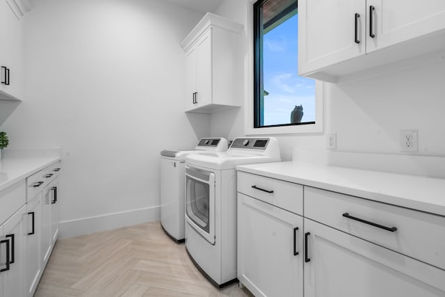 4940 Golden Bell Ln, Midlothian, TX 76065 - washroom featuring separate washer and dryer, cabinet space, and healthy amount of natural light