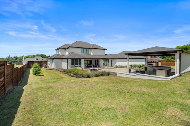 4940 Golden Bell Ln, Midlothian, TX 76065 - rear view of house with a gazebo, a patio area, a shingled roof, and stucco siding