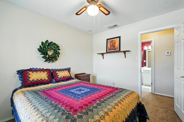 7934 Bonnie Cir, Abilene, TX 79606 - carpeted bedroom with a textured ceiling, a ceiling fan, and baseboards