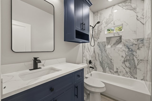 3813 Galvez Ave, Fort Worth, TX 76111 - bathroom with vanity, shower / washtub combination, and toilet