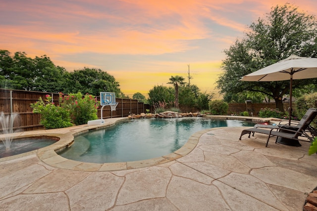 4013 Tulane St, Flower Mound, TX 75022 - view of pool featuring a fenced backyard, a patio area, and a pool with connected hot tub