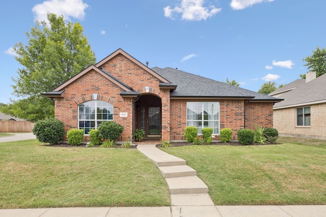 1532 Streams Way, Allen, TX 75002 - view of front of house featuring brick siding, a front yard, and roof with shingles