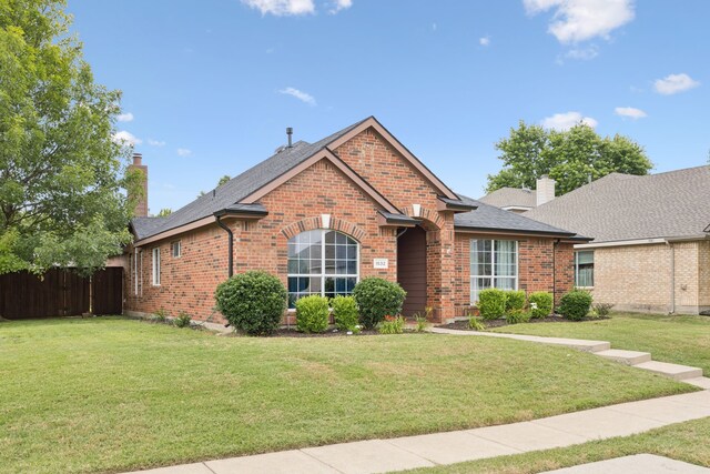 1532 Streams Way, Allen, TX 75002 - view of front of home with brick siding, a chimney, and roof with shingles