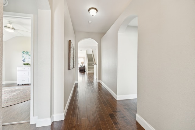 1532 Streams Way, Allen, TX 75002 - corridor featuring arched walkways, dark wood-style floors, and baseboards