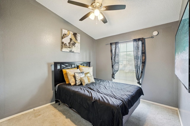 3017 Deanne Ct, Fort Worth, TX 76123 - bedroom featuring light colored carpet, lofted ceiling, a ceiling fan, and baseboards