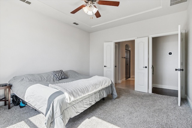 1029 Spring Falls Dr, Mckinney, TX 75071 - bedroom featuring carpet, a ceiling fan, and baseboards