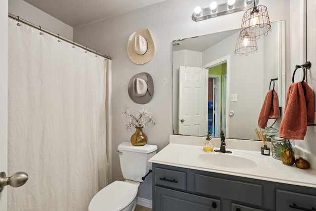 2408 Buffalo Run, Burleson, TX 76028 - full bathroom featuring toilet, vanity, and curtained shower