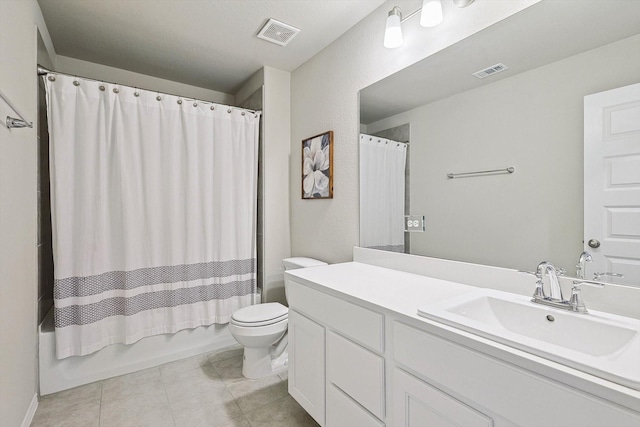 1608 Star Fleet Dr, Haslet, TX 76052 - full bath featuring vanity, toilet, shower / bath combination with curtain, and tile patterned flooring