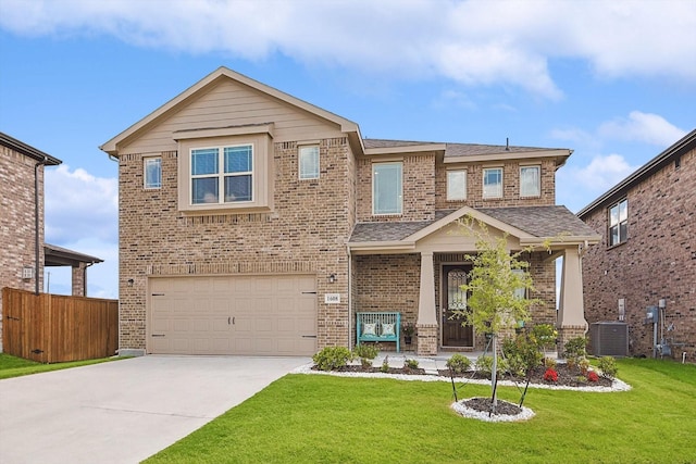 1608 Star Fleet Dr, Haslet, TX 76052 - view of front facade featuring brick siding, central AC, concrete driveway, and an attached garage
