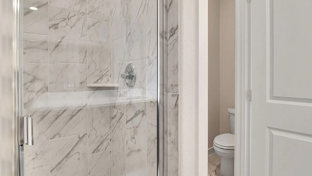 1524 Latimer Ct, Trenton, TX 75490 - full bathroom featuring toilet and a marble finish shower