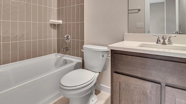 1524 Latimer Ct, Trenton, TX 75490 - full bath with toilet, vanity, washtub / shower combination, and a textured wall