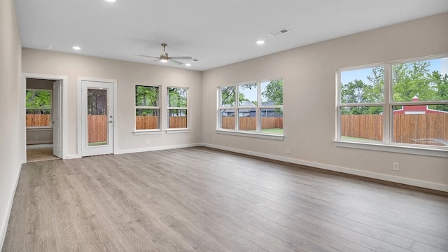 1524 Latimer Ct, Trenton, TX 75490 - spare room featuring a ceiling fan, wood finished floors, baseboards, and recessed lighting