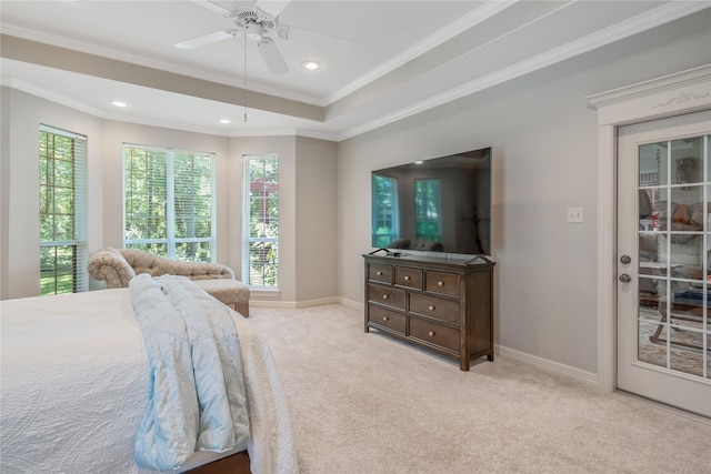 11240 Marsh Wren Cir, Flint, TX 75762 - carpeted bedroom featuring ornamental molding, baseboards, recessed lighting, and a ceiling fan