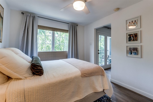 4303 Buena Vista St Unit 206, Dallas, TX 75205 - bedroom with multiple windows, dark wood-style floors, baseboards, and a ceiling fan