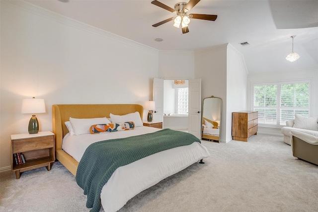 2006 Timber Cove Ct, Weatherford, TX 76087 - carpeted bedroom with ornamental molding, a ceiling fan, and baseboards
