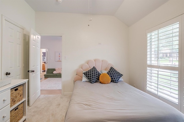 2006 Timber Cove Ct, Weatherford, TX 76087 - bedroom featuring light carpet and vaulted ceiling