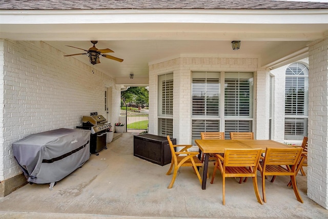 2006 Timber Cove Ct, Weatherford, TX 76087 - view of patio with grilling area, a ceiling fan, and outdoor dining area