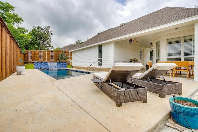 2006 Timber Cove Ct, Weatherford, TX 76087 - view of pool featuring a patio area, a fenced backyard, ceiling fan, and an outdoor hangout area