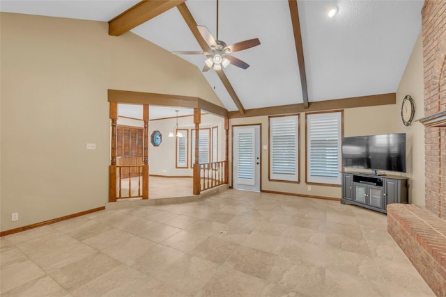 3308 Red Cliff Cir, Temple, TX 76502 - unfurnished living room with ceiling fan and baseboards