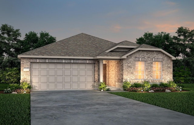 2808 Pecan Park Dr, Denton, TX 76208 - view of front of house with driveway, an attached garage, and brick siding