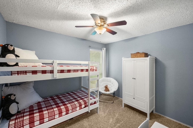 3809 Springtime Ct, Arlington, TX 76017 - bedroom with carpet flooring, a textured ceiling, and ceiling fan