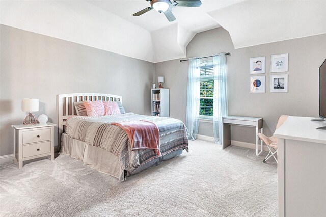 1200 Thornberry Dr, Mckinney, TX 75071 - carpeted bedroom featuring baseboards, vaulted ceiling, and a ceiling fan
