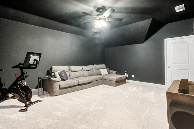 1200 Thornberry Dr, Mckinney, TX 75071 - home theater room with carpet, ceiling fan, and vaulted ceiling